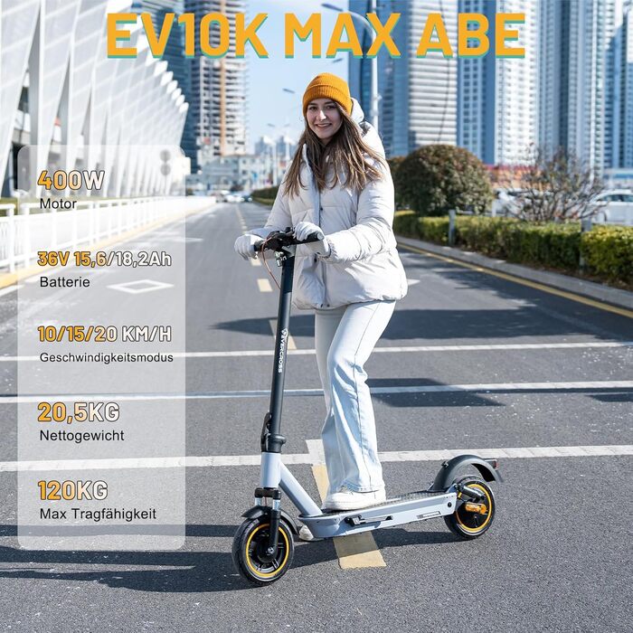 Електросамокат EVERCROSS EV10K MAX для доріг, 55/65 км, 400Вт, складаний, з додатком, подвійна амортизація, для дорослих, офроуд, ABE сертифікат