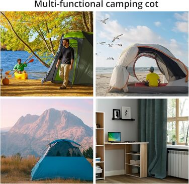 Кемпінгове ліжко Anbte: легке, розкладне, 190x70 см, алюміній, 2 положення висоти, до 180 кг, з сумкою