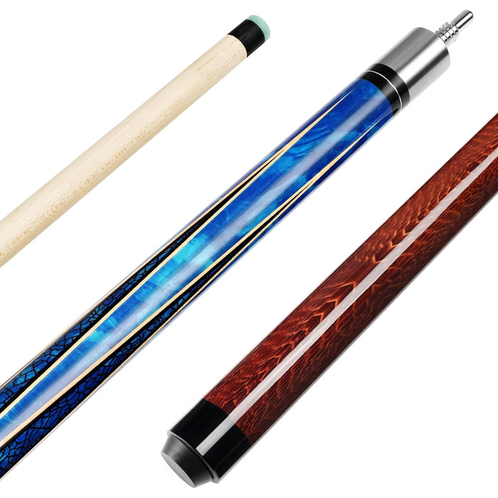 Більярдний кий Pool Queue 58 дюймів, тверде дерево, наконечники 13 мм, для професійних гравців, 1/2 кий, більярдний стіл, спорт (Колір: Браун)