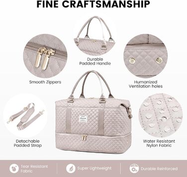Спортивна сумка LOVEVOOK для жінок з відділенням для взуття та мокрих речей, дорожня сумка-мішок Weekender, косметичка, сумка для пологового будинку, водонепроникна, ручна поклажа для літака, фітнесу (M-2шт, світло-рожевий)