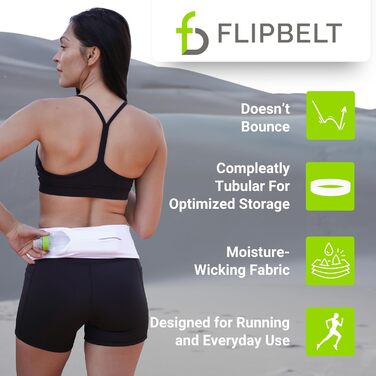 FlipBelt Klassischer Laufgürtel: Пояс для бігу, поясна сумка для жінок та чоловіків, без натирань, для телефону, вологовідвідний, L Carbon