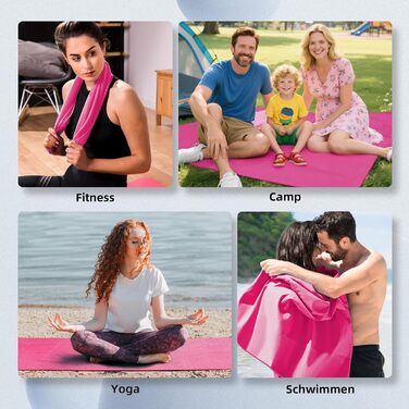 Набір рушників Damoguin 3шт. з мікрофібри (великий 180*80см + 2шт. маленькі 80*40см). Швидковисихаючі рушники для спорту, пляжу, басейну та подорожей (рожеві)