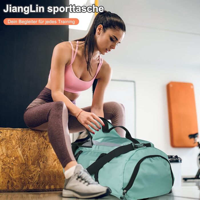 Спортивна сумка JiangLin 45L з відділенням для взуття та мокрих речей, велика дорожня сумка для жінок та чоловіків, рюкзак-трансформер для подорожей, спорту, фітнесу, плавання (зелена)