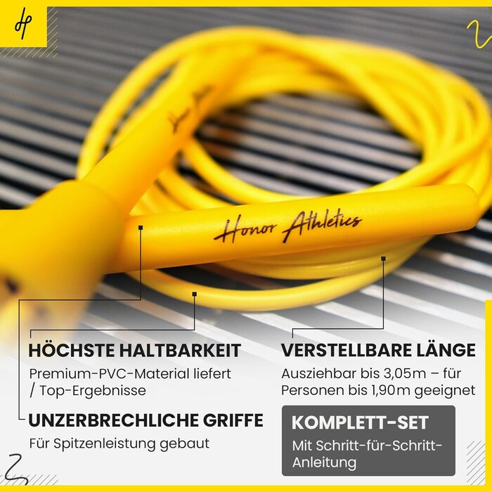 Скакалка HONOR ATHLETICS - Ідеальний для Double Unders, боксу, MMA. Регульована довжина до 3 метрів. Білий.
