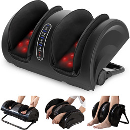 Електричний  масажер для ніг і литок  Snailax Shiatsu з підігрівом, роликовий масажер для зняття болю, подарунок для чоловіків та жінок, чорний