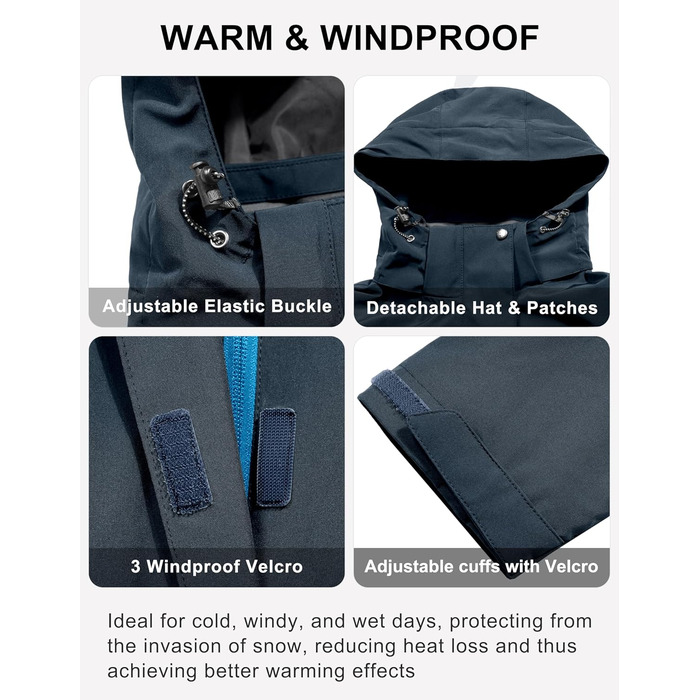 Жіноча водонепроникна куртка Little Donkey Andy - Легка дихаюча куртка-вітровка для активного відпочинку та походів, M, Синій