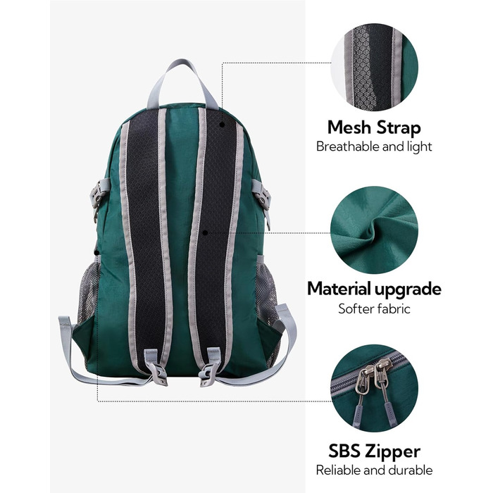 WATERFLY ультралегкий складаний рюкзак 20 л для подорожей, туризму, спорту та щоденного використання, чоловічий та жіночий