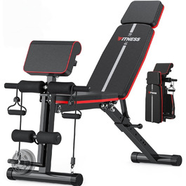 Регульована лава для тренажерного залу вдома, 350кг, складана лава з підніжжям для ніг та упором для преса, нахильна та відкидна лава для дому