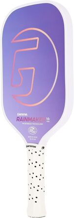 Gamma Rainmaker Пікбол – ракетка для пікболу, легка, велика зона удару, карбонове покриття з мікроперлин для більшого оберту та контролю, регульована вага, 16 мм, 6 кольорів (фіолетовий)