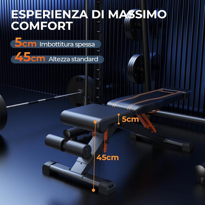 Складана лавка для тренувань 400 кг, регульована фітнес-лавка для всього тіла, мультифункціональна лавка для дому та спортзалу (190 см, 400 кг)