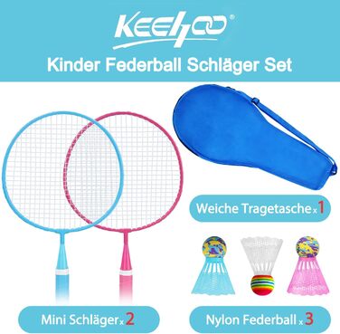 Набір для бадмінтону KH Federball: 2 або 4 ракетки, м'ячики та сумка. Підходить для дорослих та дітей. Кольори: чорний, червоний, синій