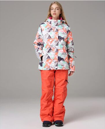 Жіночий комплект для сноубордингу та лижного спорту: куртка та штани, водонепроникний, вітронепроникний, теплий, для туризму, сноубордингу, лижного спорту, оранжевий+чорний, розмір L