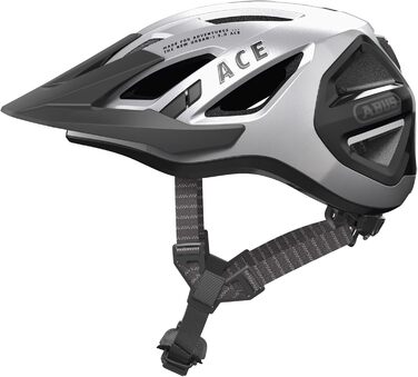 ABUS Stadthelm Urban-I 3.0 ACE: спортивний шолом для велосипеда з LED-ліхтариком, подовженим козирком та магнітною застібкою, для жінок та чоловіків, сріблястий (gleam silver), L (56-61 см)