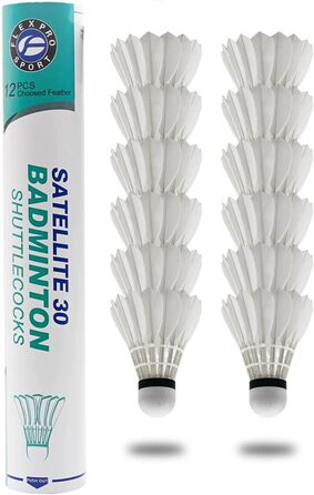 Набір для бадмінтону: 12 професійних м'ячів з гусячого пір'я, міцні, для гри та тренувань