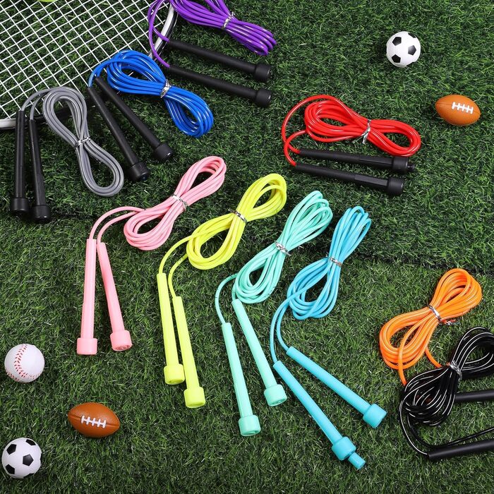 Стрибкова скакалка Aodaer PVC з регулюванням, для дітей, багатокольорова, з пластиковими ручками, легка, для фітнесу та змагань