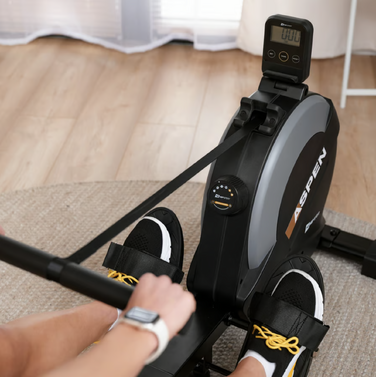 Гребний тренажер Hop-Sport HS-080R Aspen магнітний чорно-золотистий