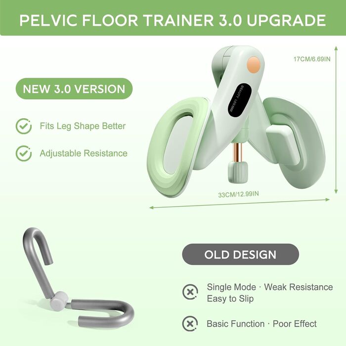 Тренер для впрас для тазового дна для жінок, обладнання для тренування тазового дна, безпечний обертання на 360°, плавне регулювання ваги 7-16 кг, обладнання для фітнесу для дому, зелений, без лічильника