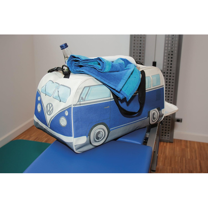 Сумка BRISA VW Retro-Sport у формі автобуса Volkswagen T1 Bulli, синьо-бежева, мала (50x25x26 см), через плече, для фітнесу