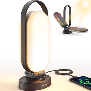 Ліхтар кемпінговий Jeebel Solar LED з Power Bank 5000mAh, 4 режими, диммер, IP55, для походу, намету, аварійного освітлення (Чорний)