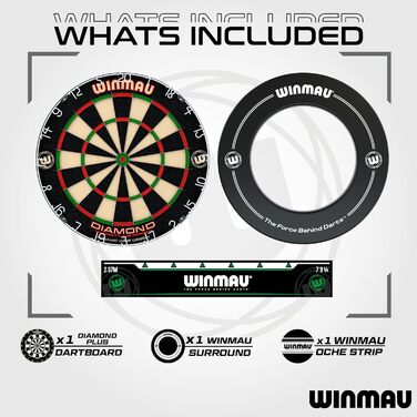 Дартс Winmau Diamond Plus PDC – професійна сталева мішень, ультратонкий дріт, високощільний сизаль