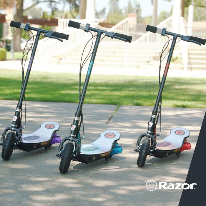 Дитячий електросамокат Razor Power Core E100, 100 Вт, з мотором у ступиці, надувне колесо 8'', швидкість до 18 км/год, до 60 хв їзди, для дітей від 8 років