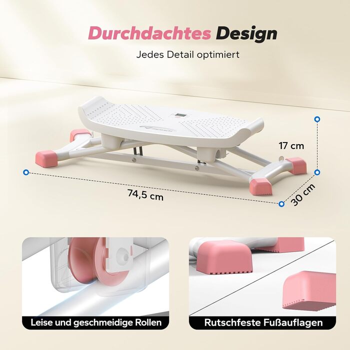 Баланс-борд MERACH для дорослих з дисплеєм, тренажер рівноваги з 2 еластичними стрічками, до 136 кг, для бокової мобільності, реабілітації та координації, для дому, білий