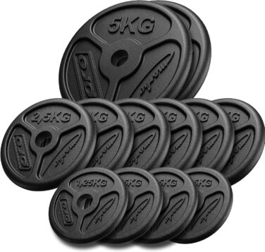 Комплект гантельних дисків Marbo Sport Slim Guss 30/31 мм, 30/50/60 кг, чавунні, виготовлено в ЄС