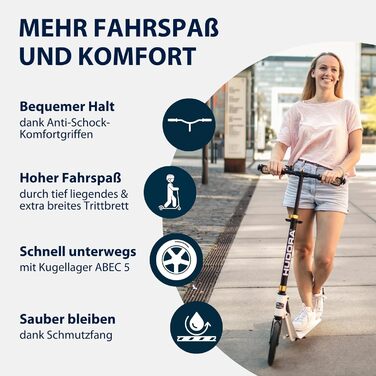 Самокат HUDORA BigWheel Style 230, алюмінієвий, складаний, великі колеса, для міста, для дорослих та підлітків, до 120 кг, білий