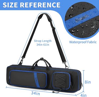 Чохол для кия BOSSTIN, 3x4 / 5x5, для більярдних київ, м'який, з підкладкою, синій