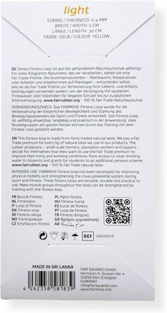 Гумові еластичні стрічки FAIR Move для фітнесу та йоги, 100% натуральний латекс, жовті (легкі, 1,5 кг опору)