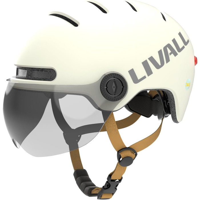 Велосипедний шолом LIVAL L23 Smarter City з візором, білий, розмір L (58-62 см)