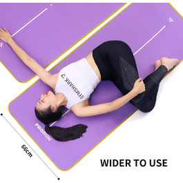 PROIRON Килимок для гімнастики та йоги: товстий, 183x66x1 см, з ручкою, для дому, фітнесу, пілатесу (фіолетовий+жовтий)