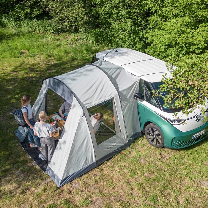 Намет Skandika Tunnelzelt Camper Tramp Protect для кемпінгу 2-4 особи, сірий | Водонепроникний намет з інтегрованою підлогою, москітною сіткою, для фургонів, мінівенів, подорожей