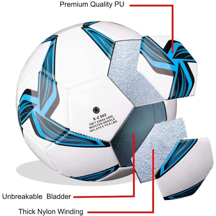 М'яч для футболу Senston з насосом, Soft-Touch, розмір 4/5 для трави та штучного покриття, тренування, початківці, сім'я та відпочинок, білий/синій
