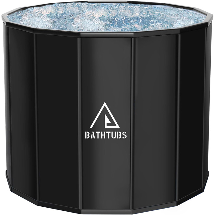 Портативна складана ванна для дорослих STARBRILLIANT (80x66 см) — крижана ванна для відновлення м'язів, SPA та загартовування, чорна, розмір L