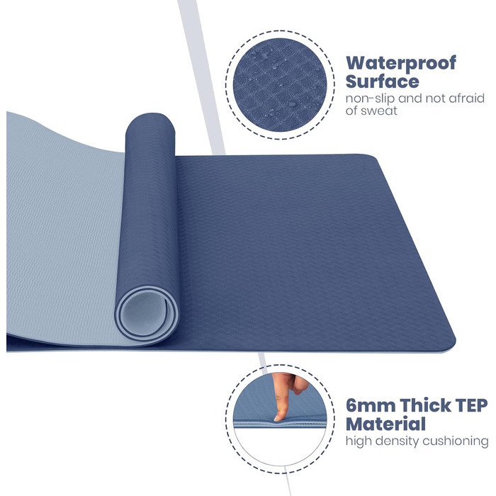 Килимок для йоги Narwhal XXL, TPE, 190x80 см, антиковзаюча, спортивний, тренувальний, для фітнесу, зелено-чорний