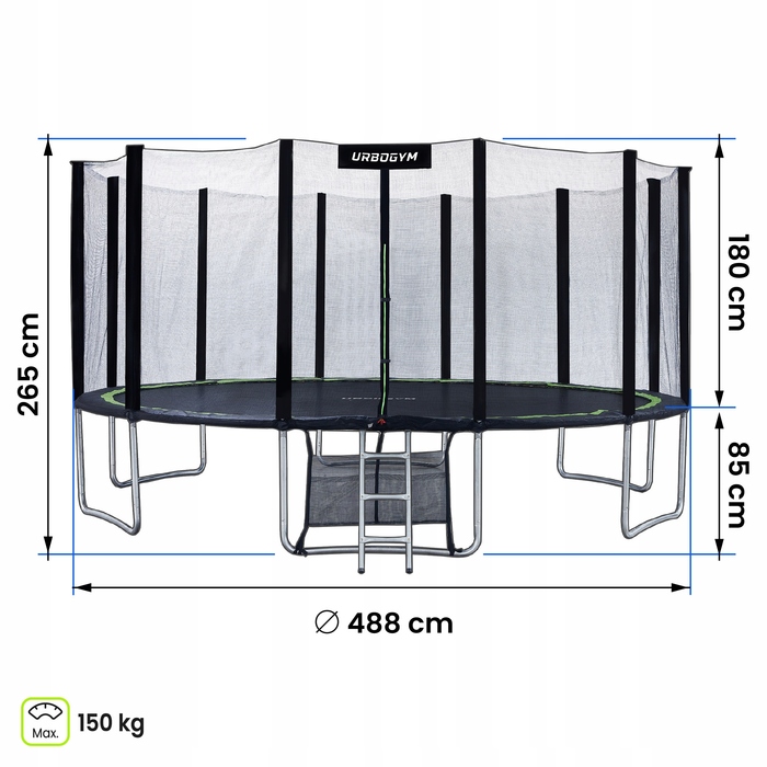 Батут із сіткою Urbogym 488 см FT 16 (487-500 см)