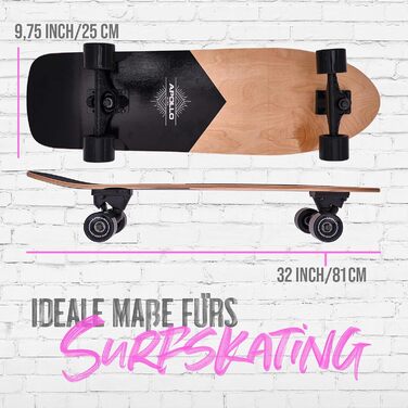 Apollo Surfskate Pro: Лонгборд для дорослих та дітей, Midi Cruiser для стрітсерфінгу та карвінгу, якісна Surf Skate вісь (з 6 років)