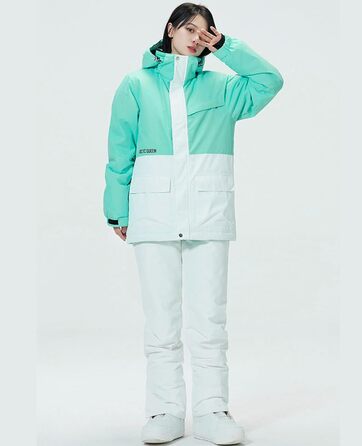 WOWULOVELY Комплект зимовий для сноуборду та гірськолижного спорту (жіночий) - водонепроникний, вітронепроникний, білий XL