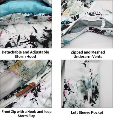 Жіночий гірськолижний костюм GSOU SNOW 2 частини: куртка та штани - водонепроникний, вітронепроникний, дихаючий, з утепленням, теплий, з капюшоном, білий + чорний, розмір S