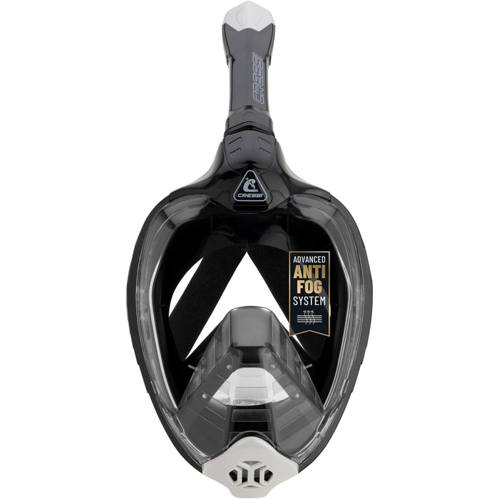 Маска Cressi Bali для снорклінгу Full Face з кріпленням для камери - 100% силікон, чорно-сіра, S/M