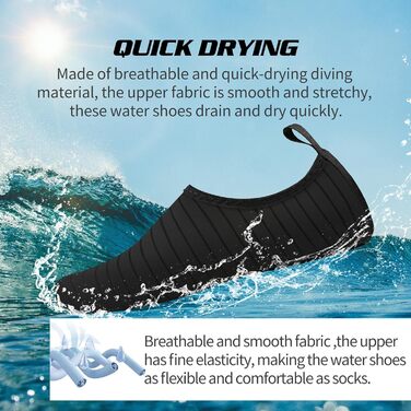 Водні черевики WateLves для жінок, чоловіків та дітей. Швидковисихаючі аквашузи для плавання, пляжу та серфінгу. Розмір 44/45 EU.