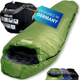 Сплячий мішок EXPLORER® GRÖNLAND -23°C, 3-4 сезони, для дорослих, 230x82x55 см, темно-зелений, правосторонній