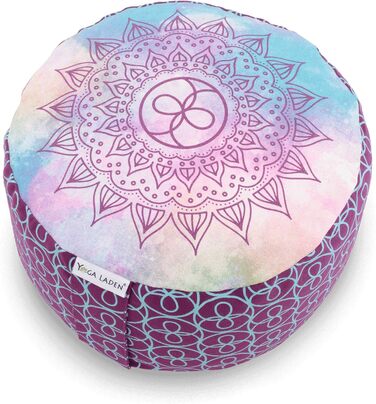 Медитаційна подушка для йоги Chakra Style 15 см, фіолетова, з чохлом, наповнювач – органічне лушпиння гречки, знімний чохол, сидіння для йоги та медитації