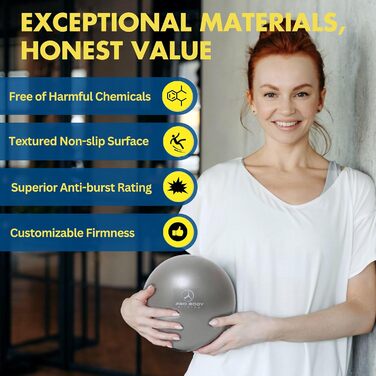 Пілябольний м'яч ProBody Pilates, 9 дюймів, для фітнесу, йоги, стабілізації та фізіотерапії, чорний