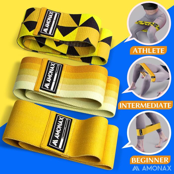 Фітнес-гумки Amonax для жінок, набір еластичних стрічок для тренувань, стрічки опору для присідань, обладнання для схуднення вдома, спортивне обладнання для дому (L, жовтий)