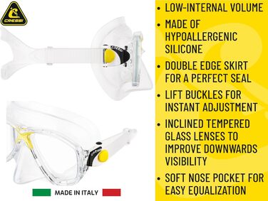 Маска Cressi Marea + трубка Cressi Mexico для снорклінгу та дайвінгу, унісекс, прозора/блакитна