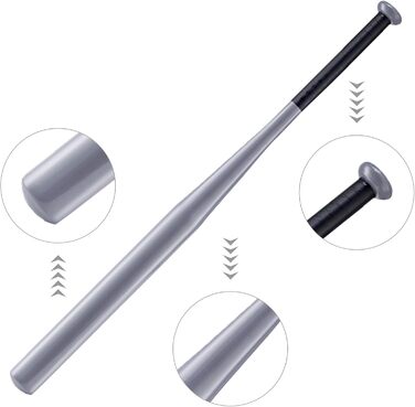 Бейсбольна біта 82 см, сталь. Бейсбольна біта, біта для софтболу. Спортивне обладнання для спорту та відпочинку (сріблястий, легована сталь)