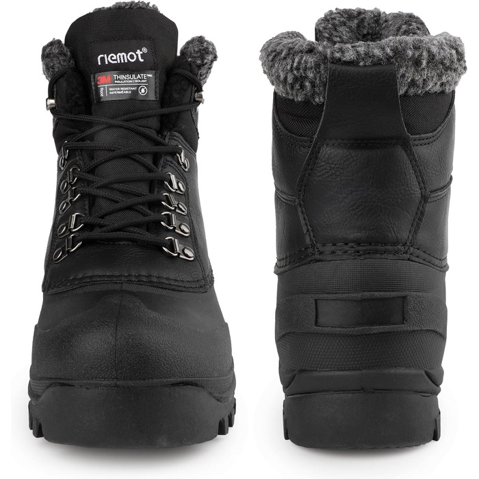 Водонепроникні зимові черевики Riemot для жінок та чоловіків. Теплі, з підкладкою, антиковзні, легкі. Ідеальні для походів, трекінгу, роботи, катання на лижах та активного відпочинку взимку. Розміри EU 36-47. Чорний колір. Нові.