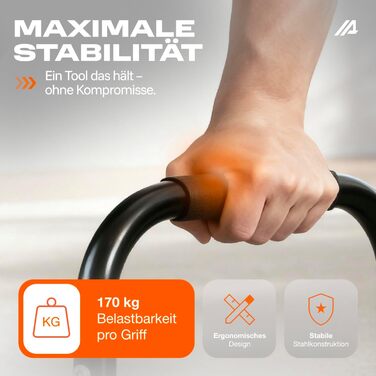 Паралелетки Parex сталеві, для зняття навантаження на суглоби та з неслизьким покриттям, обладнання для калістеніки для використання в приміщенні та на вулиці, бруси для віджимань, ідеально підходять для стійки на руках та віджимань, чорний, розмір Large